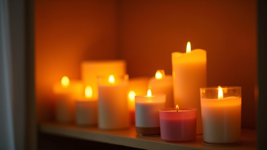 Collection of premium candles with warm glow in home setting