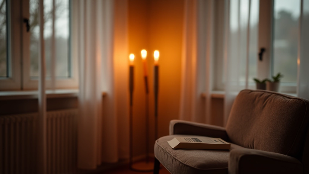 Modern floor lamp with warm Edison bulb beside comfortable reading chair near window