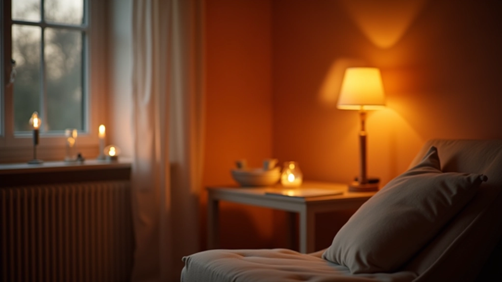 Modern Scandinavian-inspired interior with warm accent lighting