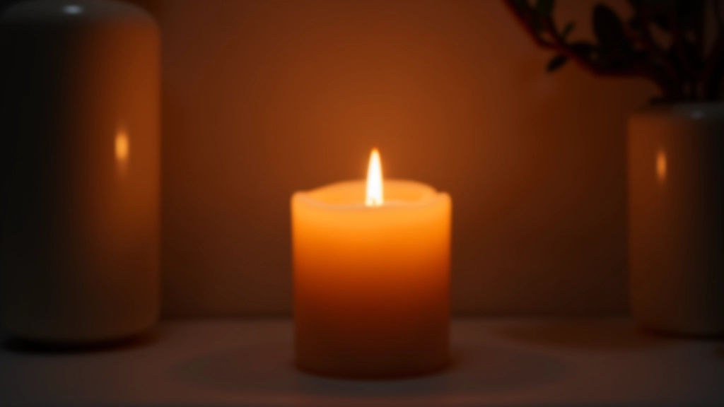 Lit candle showing flame and visible fragrance smoke dispersing into room