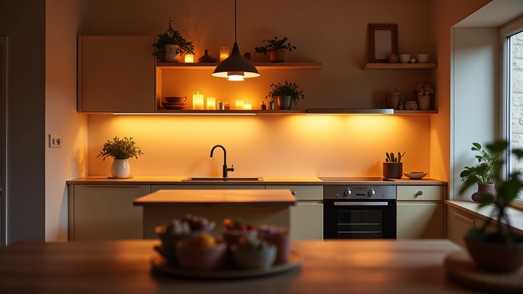 Compact kitchen with accent lighting