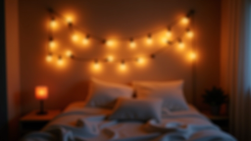String lights with warm white bulbs creating cozy ambiance across patio area at dusk